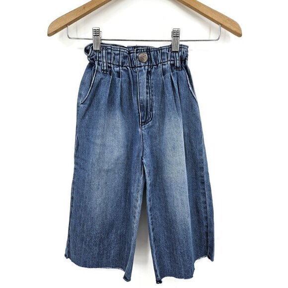 New One Teaspoon Bonnie Wide Leg Pant Girls 6-7 Blue Ranch Jeans Elastic Waist - Picture 2 of 5